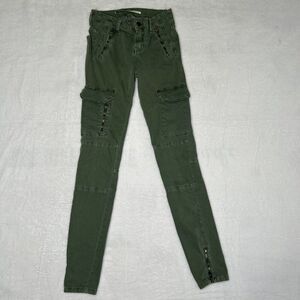 Zara Woman Super Skinny Cargo Jeans Green Size 2 Low Rise